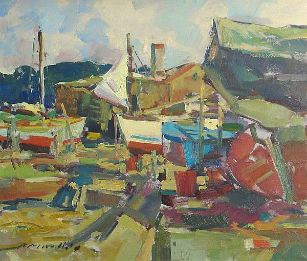 Appraisal: Charles J Movalli American Boat Yard signed 'C Movalli' lower