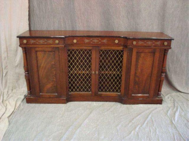 Appraisal: Sideboard with Brass Grill Metal Inlay and Rosewood Banding From