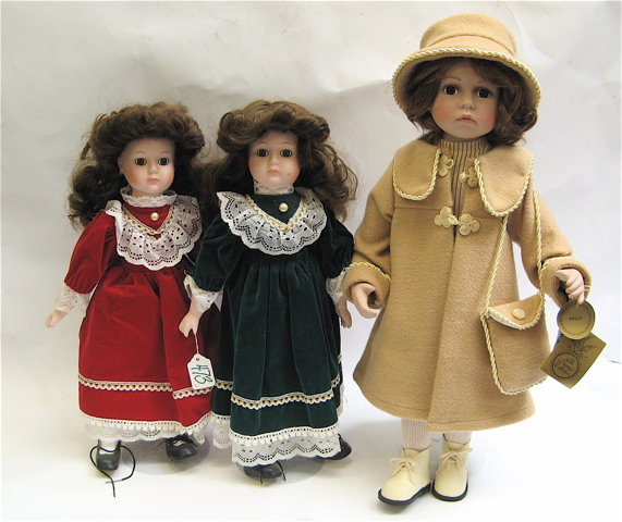 Appraisal: COLLECTION OF SIX AMERICAN GIRL DOLLS bisque heads with fixed