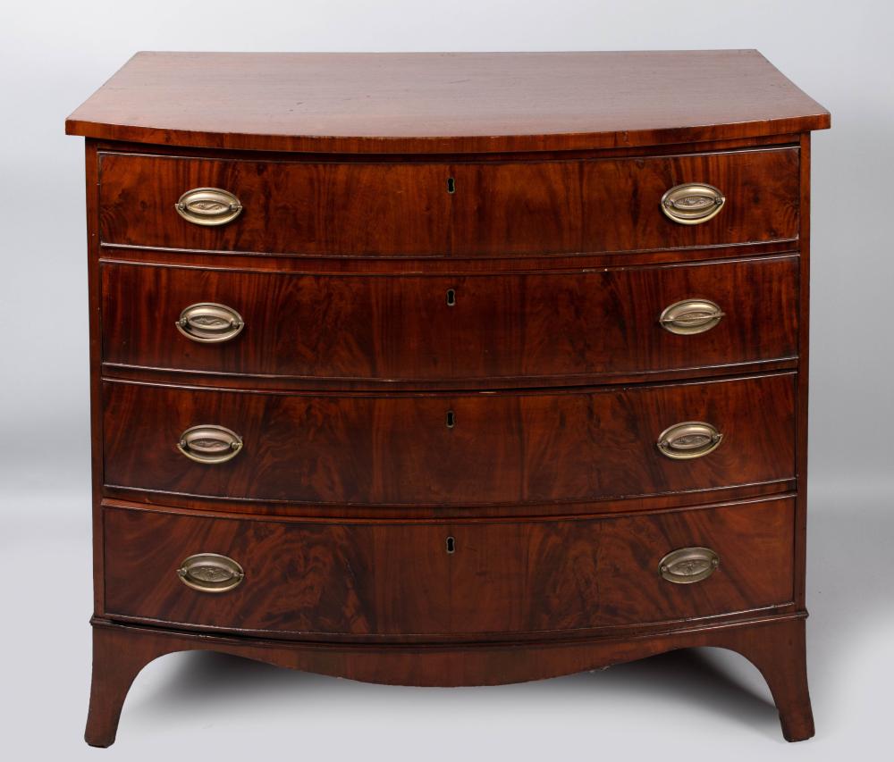 Appraisal: FEDERAL MAHOGANY BOW FRONT CHEST EARLY TH CENTURY the bowed