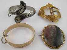 Appraisal: A mixed lot comprising a silver gilt bangle Birmingham a