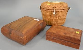 Appraisal: Three pieces to include Nantucket basket ht Hawaiian Koa wood