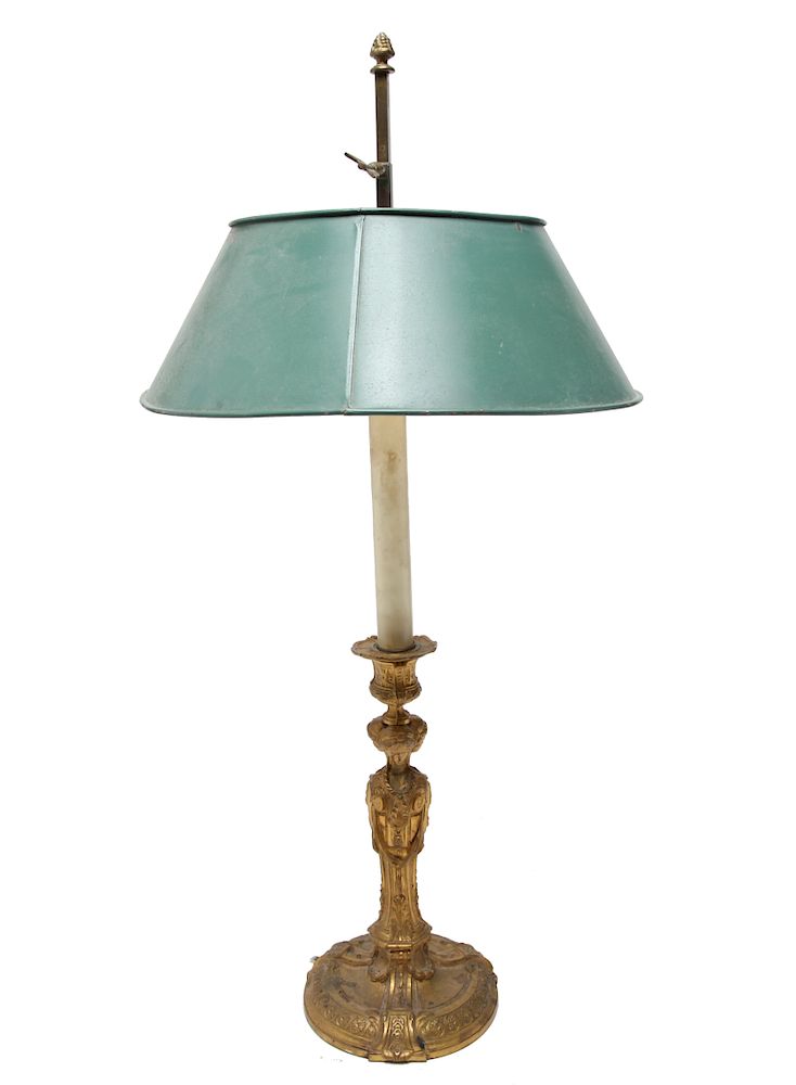 Appraisal: Neoclassical Candlestick Gilt Metal Table Lamp Neoclassical candlestick with three