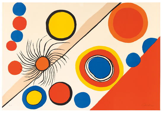 Appraisal: ALEXANDER CALDER Composition with Circles and Red Triangle Color lithograph