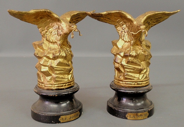 Appraisal: - Pair of French gilt metal spread-winged eagle watch holders