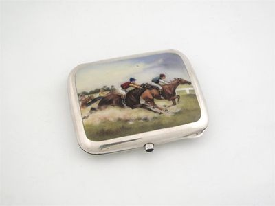 Appraisal: A late th century Continental cigarette case polychrome enamelled on