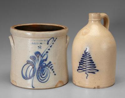 Appraisal: Two pieces salt-glazed stoneware jug with impressed quot Whites hellip