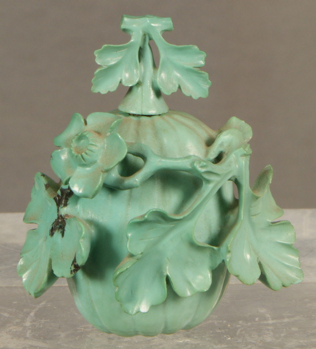 Appraisal: Carved turquoise melon shaped Chinese snuff bottle high th c