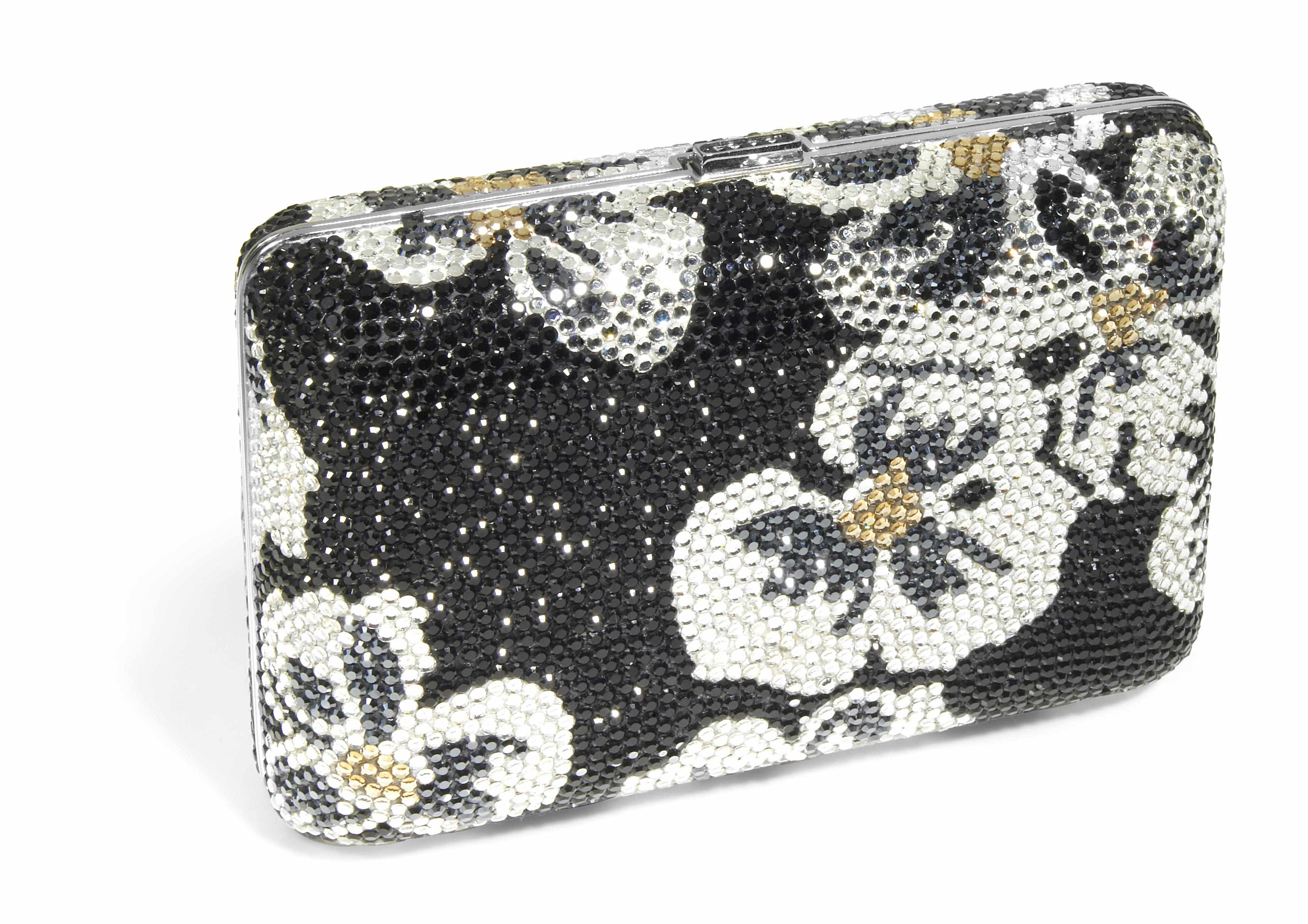 Appraisal: A rectangular black crystal purse with floral motifs signed Judith