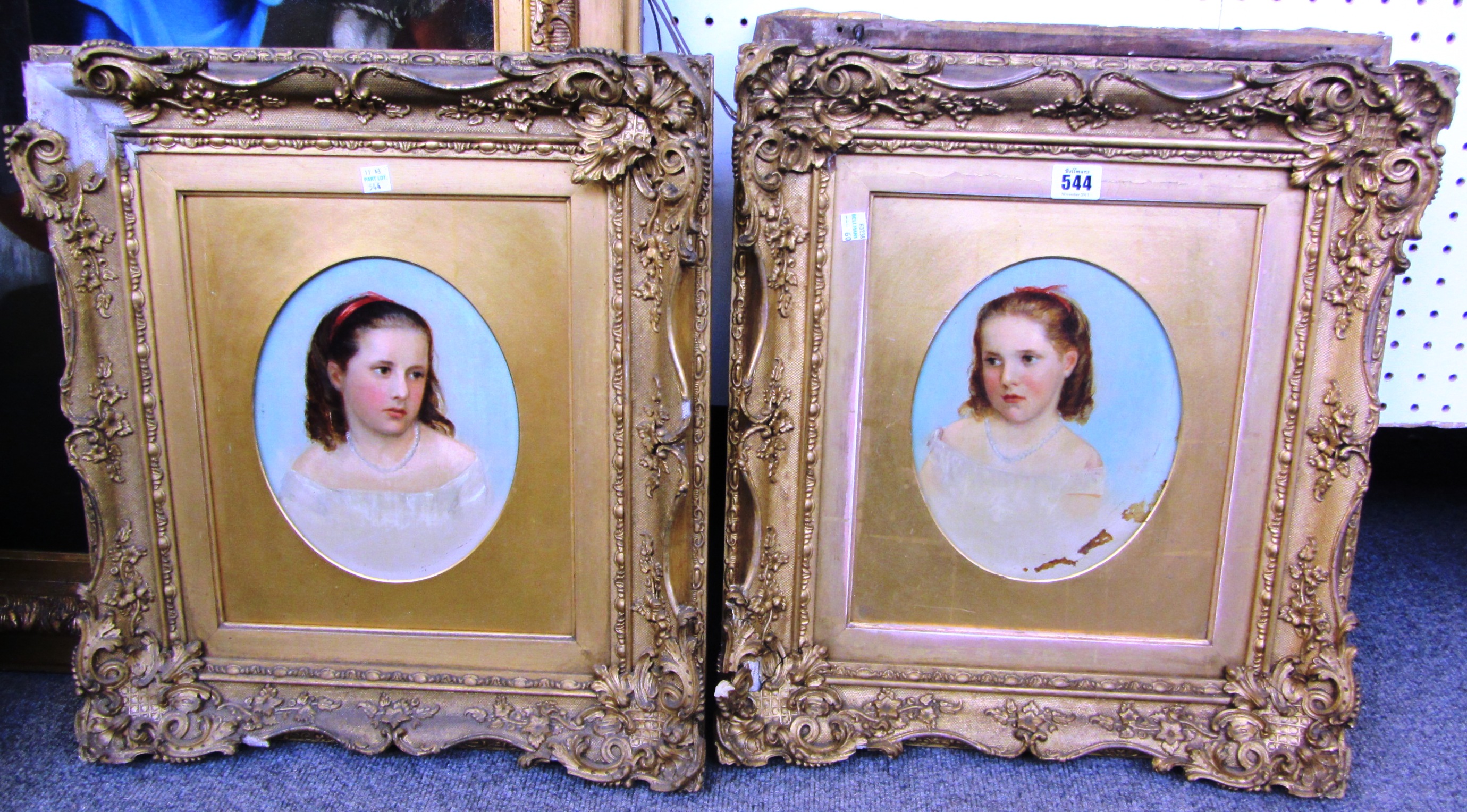 Appraisal: English School late th century Portraits of young girls a