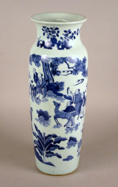 Appraisal: Large Chinese blue and white sleeve vase late qing dynasty