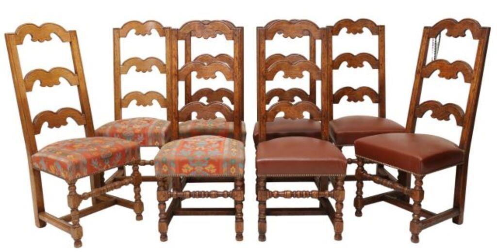 Appraisal: lot of Continental oak dining chairs th c having shaped