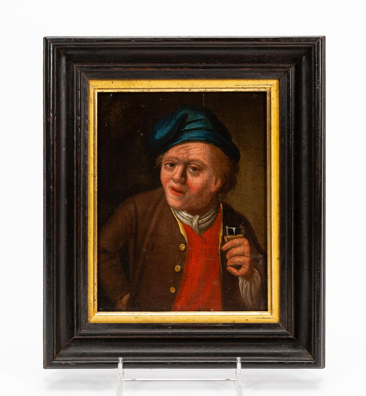 Appraisal: CONTINENTAL SCHOOL GENRE SCENE MAN HOLDING GLASS' Continental School th