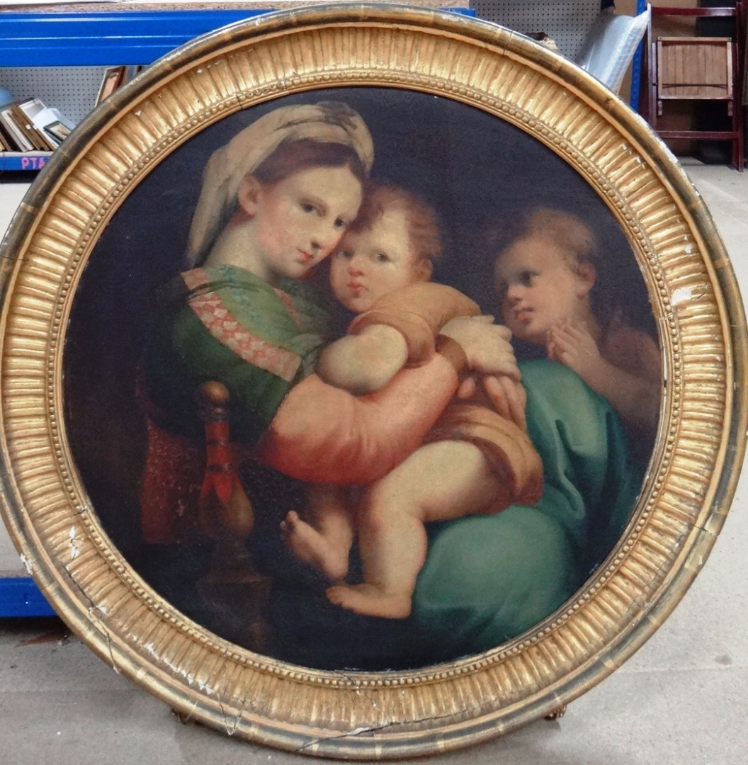 Appraisal: After Raphael The Madonna della Sedia oil on canvas tondo