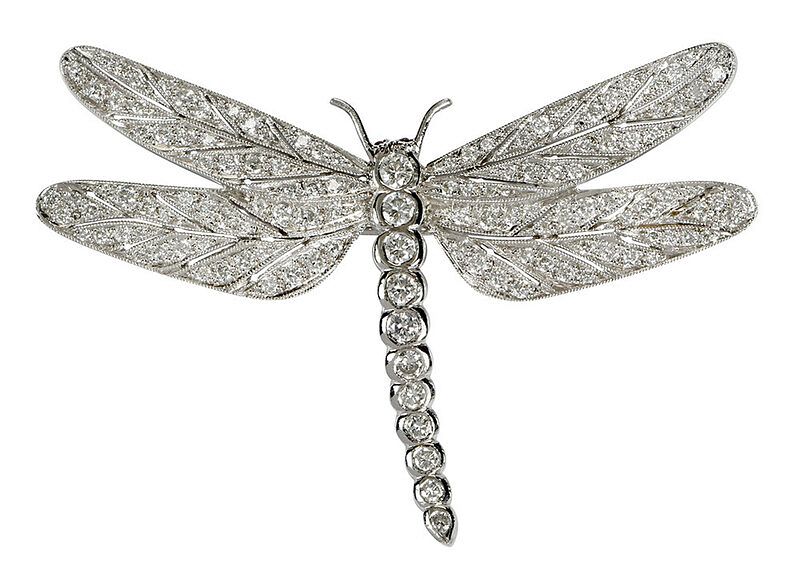 Appraisal: Asprey Platinum Diamond Dragonfly Brooch approx round brilliant diamonds estimated