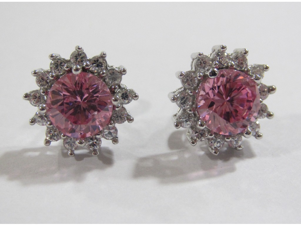 Appraisal: Pair of ct white gold gem cluster stud earrings