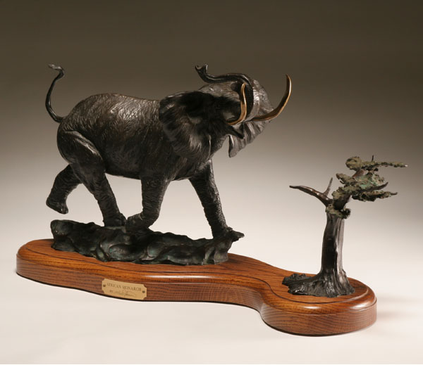 Appraisal: Snell Johnson American - African Monarch striding elephant patinated bronze