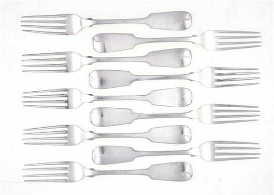 Appraisal: Set of Charleston coin silver forks Nathaniel Hayden South Carolina