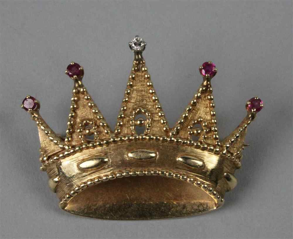 Appraisal: TIFFANY COMPANY K GOLD LADY'S CROWN BROOCH realistically cast with