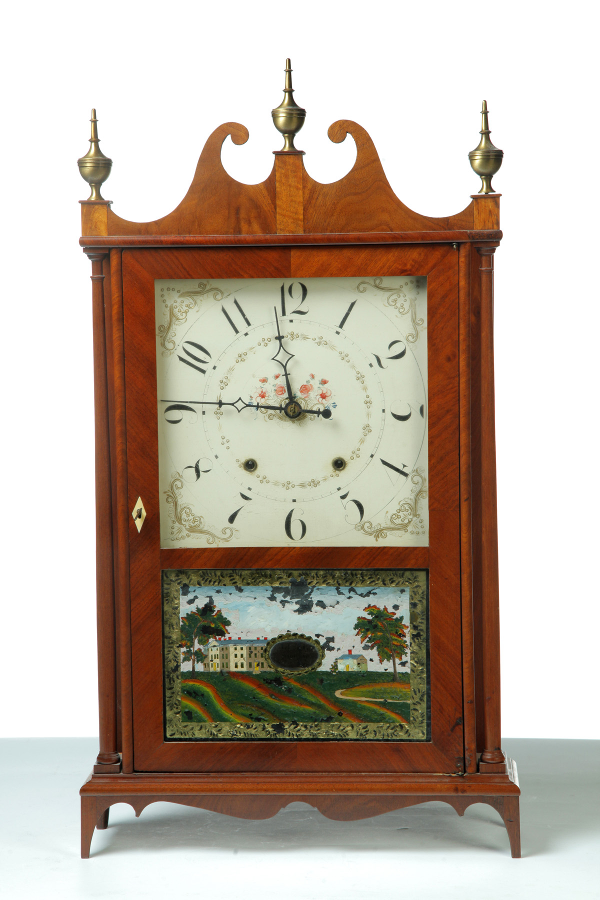 Appraisal: ELI TERRY PILLAR AND SCROLL SHELF CLOCK American st quarter-