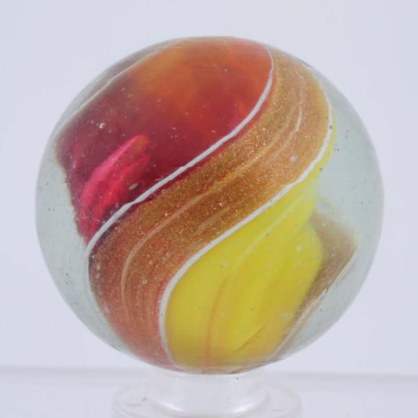 Appraisal: Large Ribbon Lutz Swirl Marble One side of ribbon is