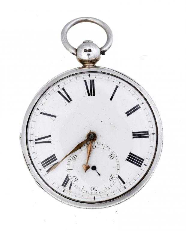 Appraisal: AN ENGLISH SILVER LEVER WATCH with enamel dial subsidiary seconds