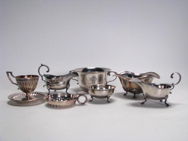 Appraisal: Group of sterling silver tableware including two footed sauces one