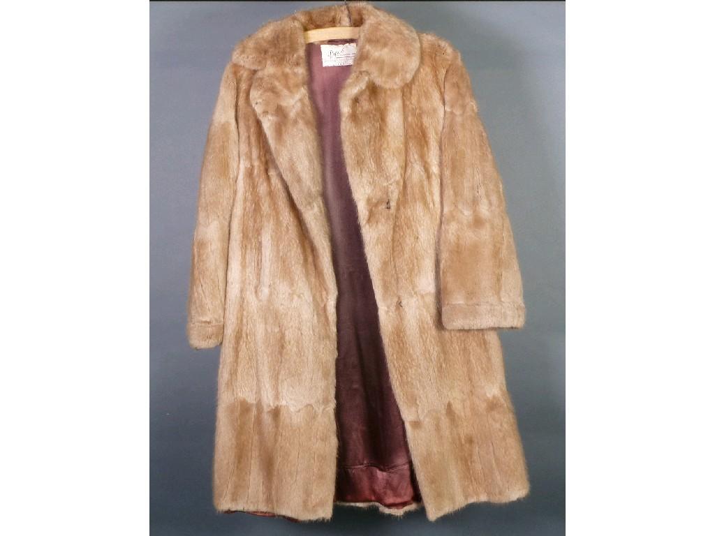 Appraisal: LIGHT BROWN MUSQUASH FLANK FULL LENGTH FUR COAT with hook