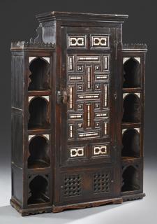 Appraisal: Moroccan Style Pine Cabinet late th c inlaid with bone