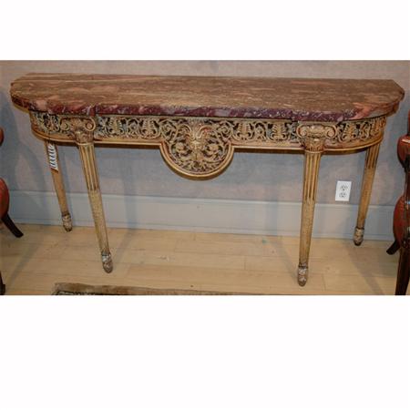 Appraisal: Neoclassical Style Marble Top Painted Wood Console Estimate -