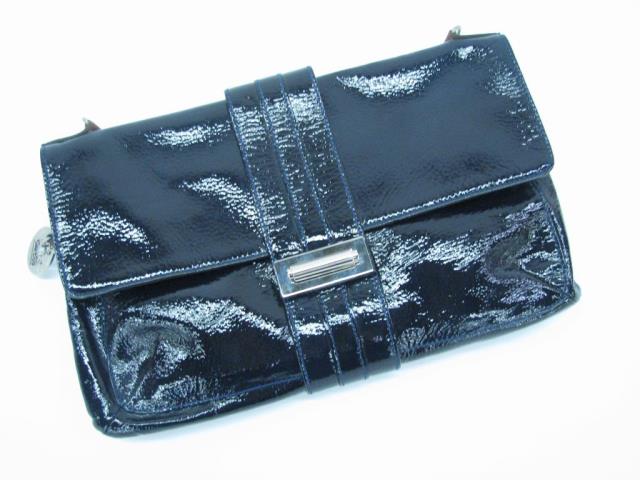 Appraisal: Lanvin Paris blue marine patent leather purse with silver tone