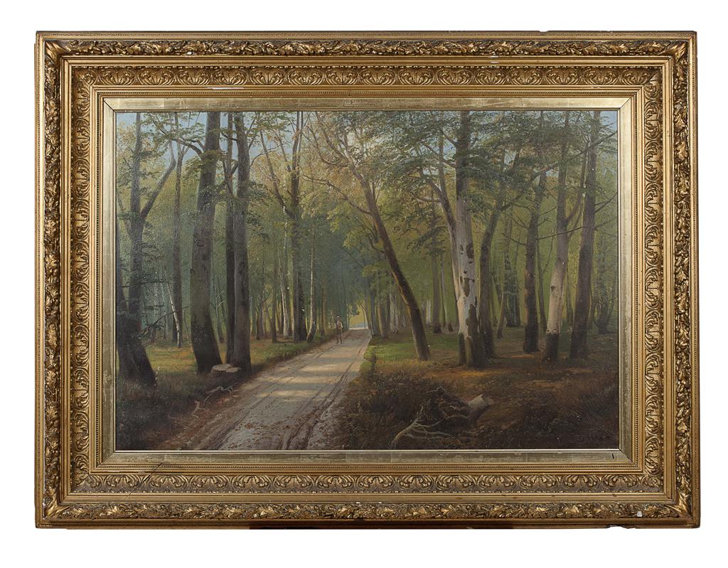 Appraisal: SIEGFRIED HASS DANISH - FIGURE ON A WOODLAND PATH Signed