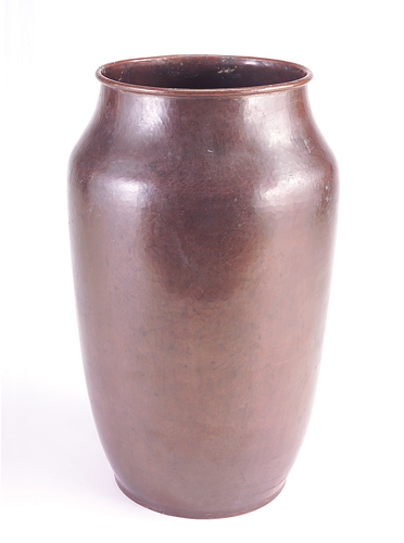 Appraisal: DIRK VAN ERP Very large hammered copper vessel with rolled