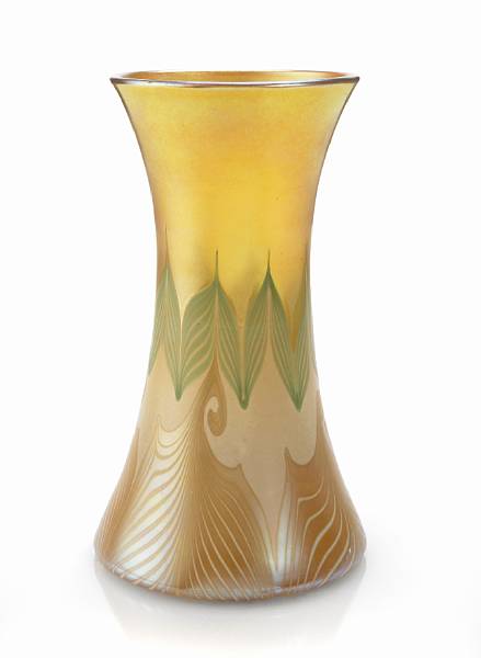 Appraisal: A Quezal decorated iridescent glass vase early th century engraved