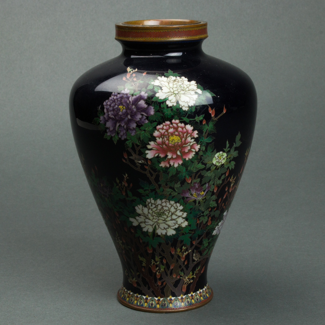 Appraisal: JAPANESE CLOISONNE ENAMEL VASE Japanese cloisonne enamel vase h Provenace