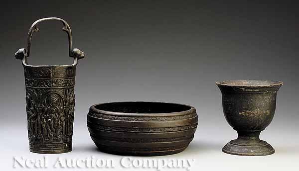 Appraisal: A Northern European Bronze Ecclesiastical Vessel with a frieze of