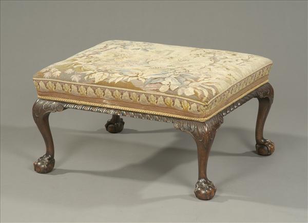 Appraisal: A walnut rectangular stool in George II style early th