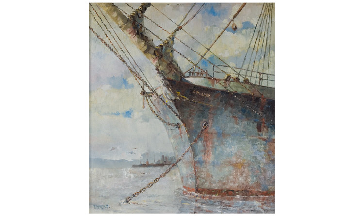 Appraisal: Captain John Waters Original Maritime Oil On Board Depicting the