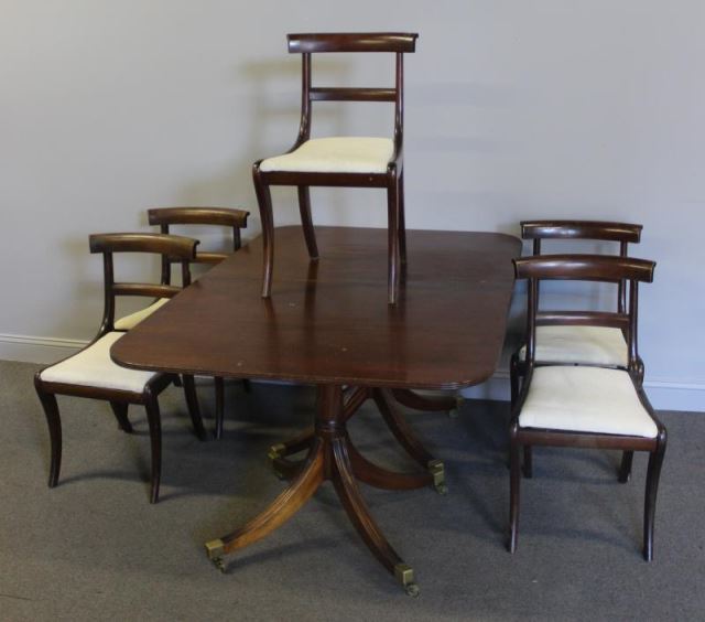 Appraisal: Mahogany Dining Set Incl Table with Leaves Together with Regency