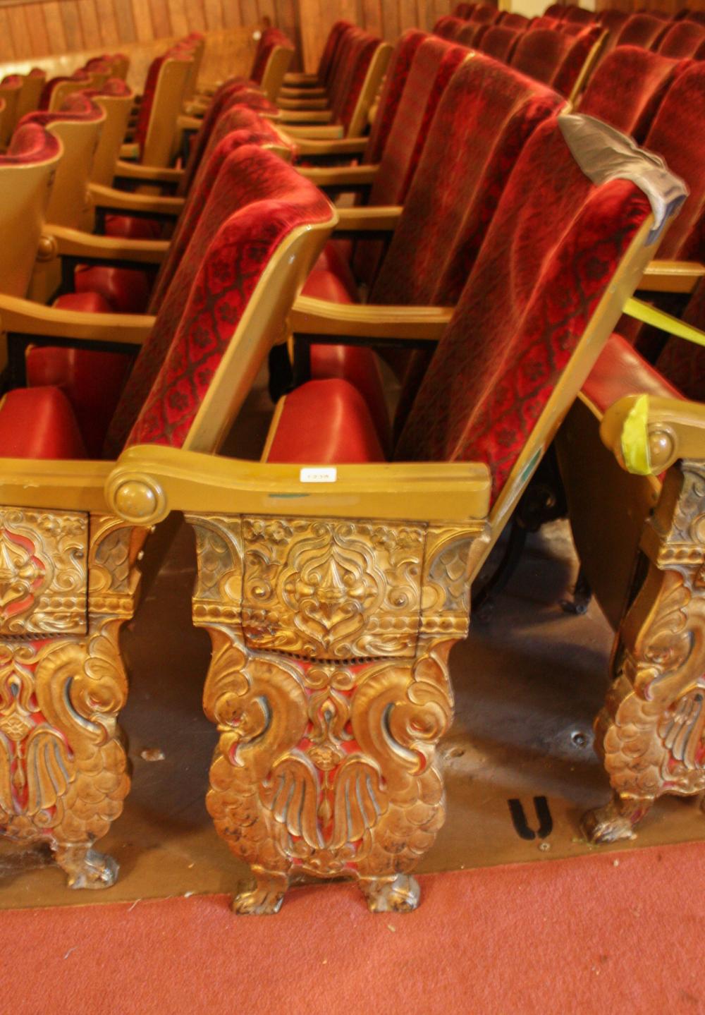 Appraisal: A ROW OF TEN VINTAGE THEATER SEATS approximate length