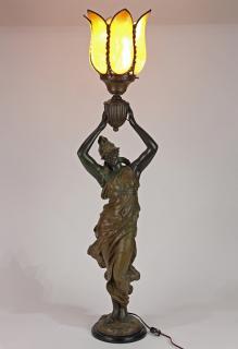 Appraisal: Large Art Nouveau style Newel Post lamp having a floral