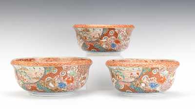 Appraisal: A Set of Three Graduated Bowls Meiji Each hand decorated