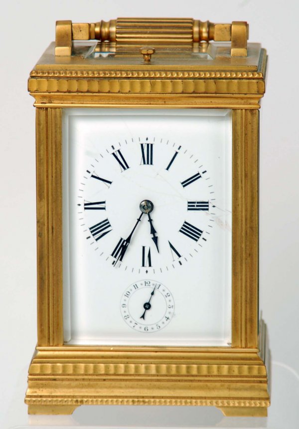 Appraisal: A French Aiguilles carriage clock with alarm Brass anglaise case