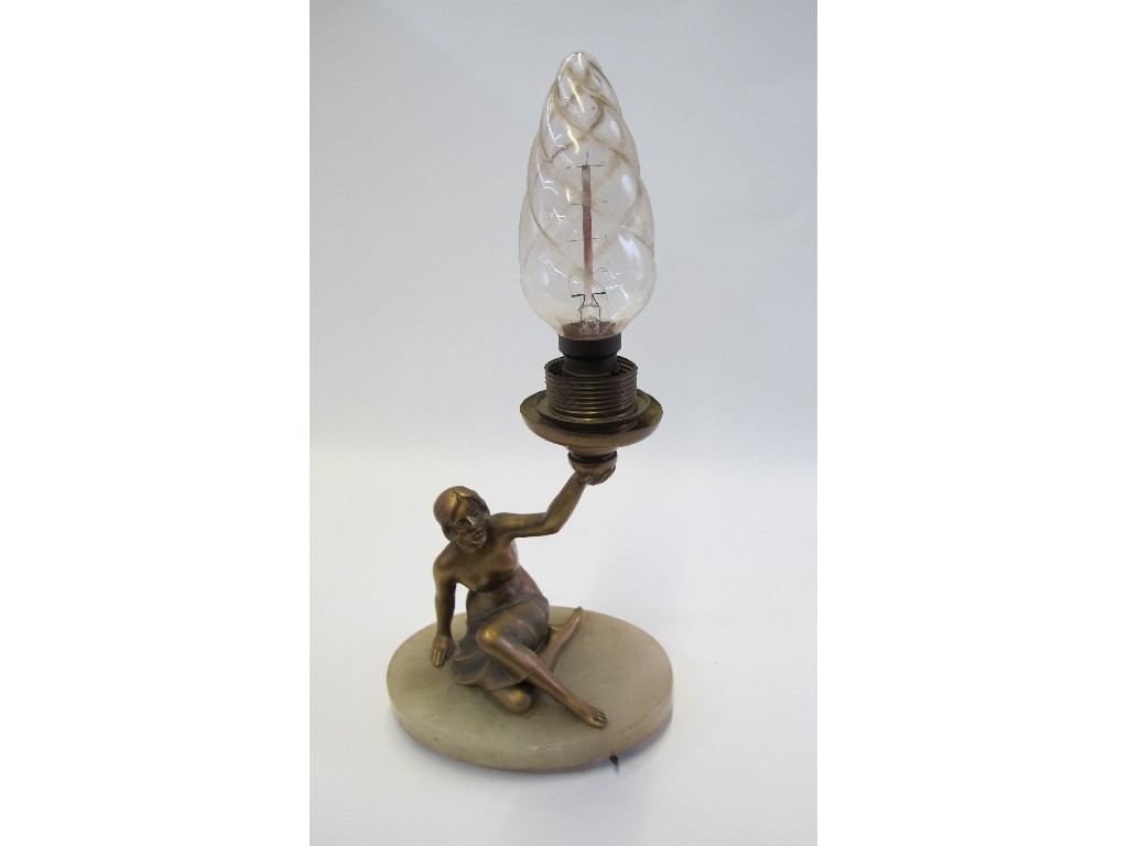 Appraisal: Art Deco figural table lamp modelled as a semi nude