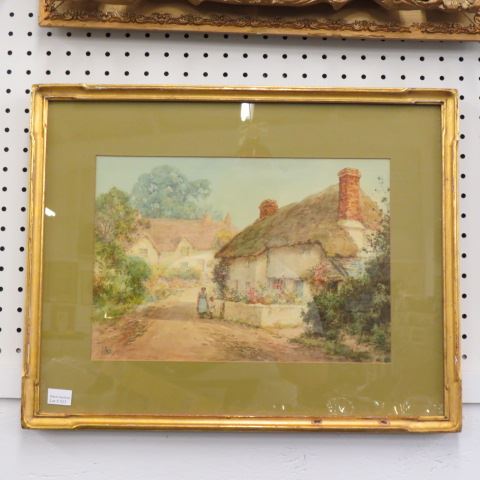 Appraisal: Frederick Parr watercolor mother childstrolling through an English village image