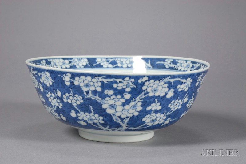 Appraisal: Porcelain Bowl China th century underglaze blue decoration of prunus