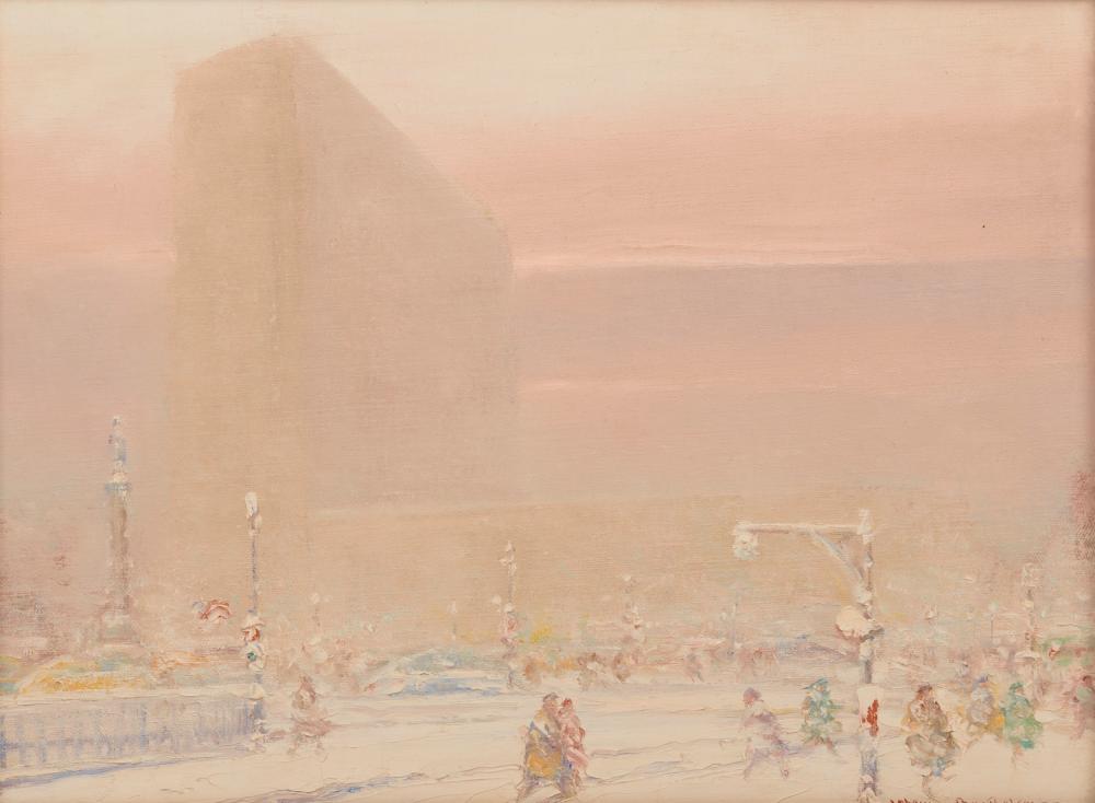 Appraisal: JOHANN BERTHELSEN American - Columbus Circle oil on canvas signed