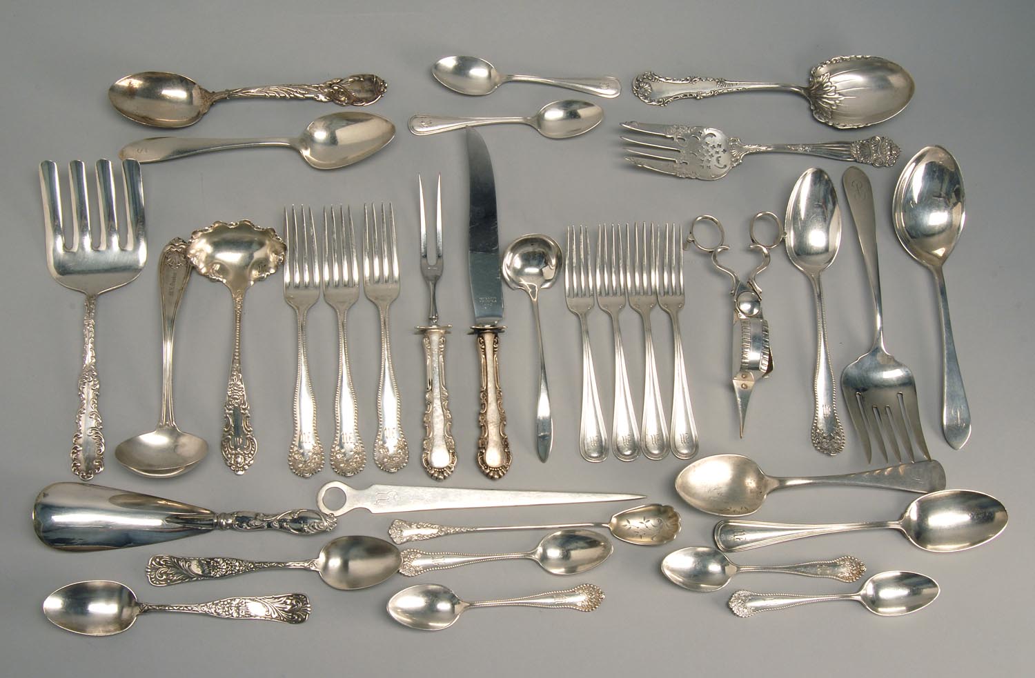 Appraisal: THIRTY-THREE PIECES OF STERLING SILVER FLATWARE By various makers Includes