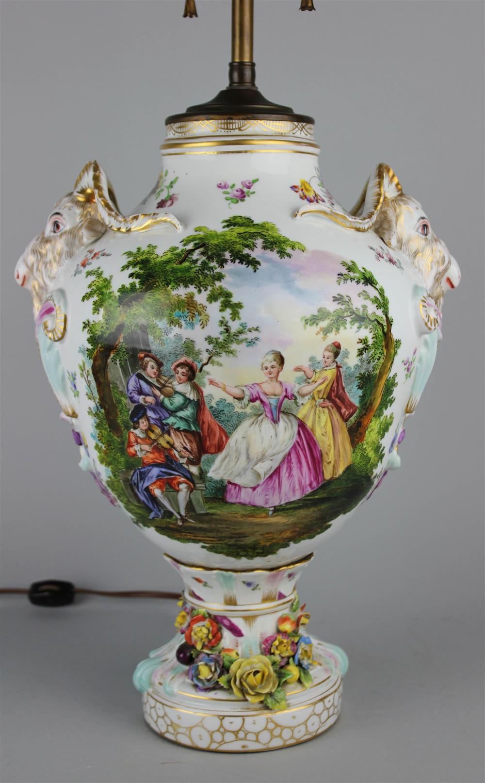 Appraisal: SAXONIAN PORCELAIN FACTORY CARL THIEME URN MOUNTED AS A LAMP