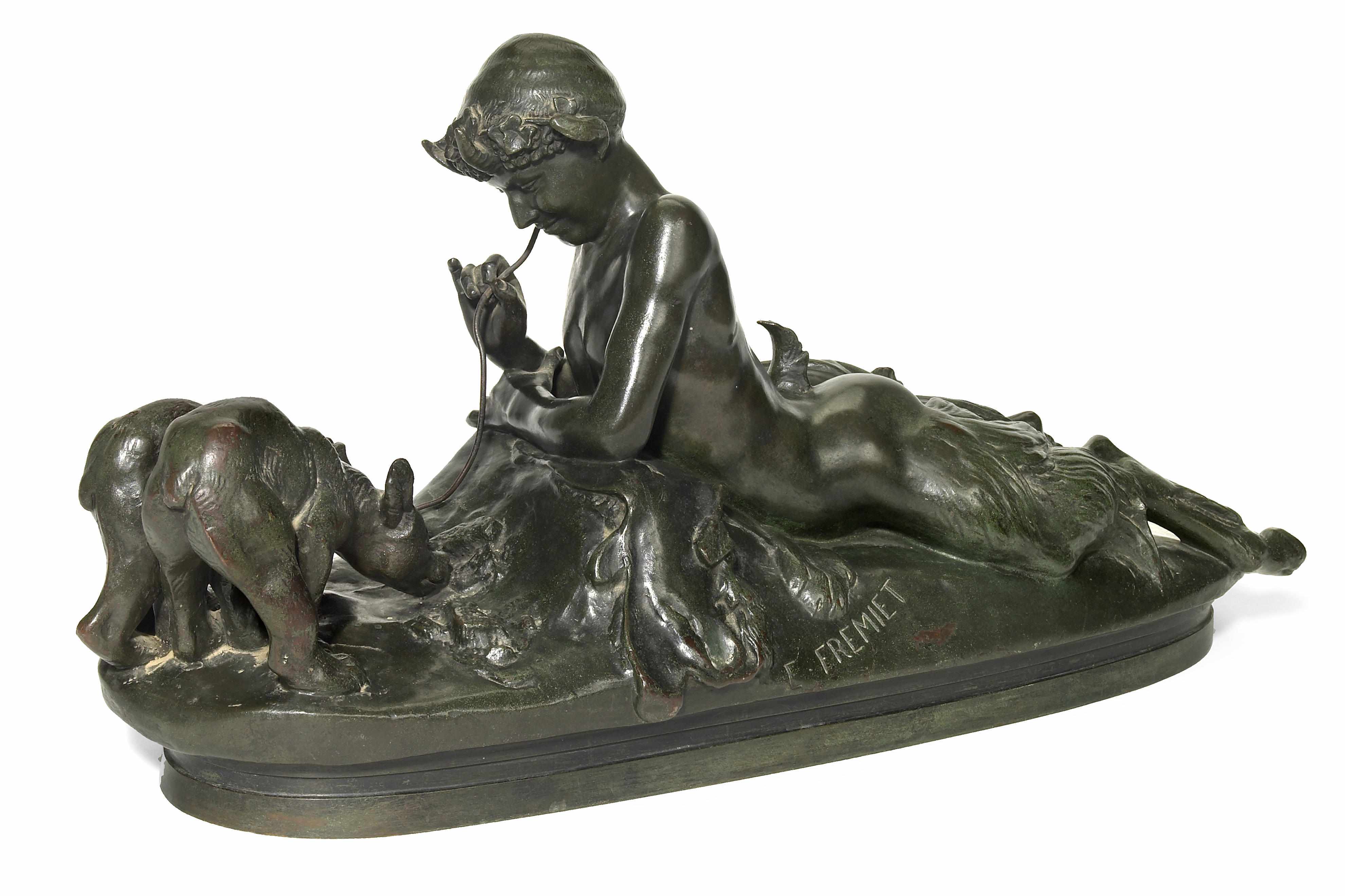 Appraisal: A French patinated bronze figural group after a model by